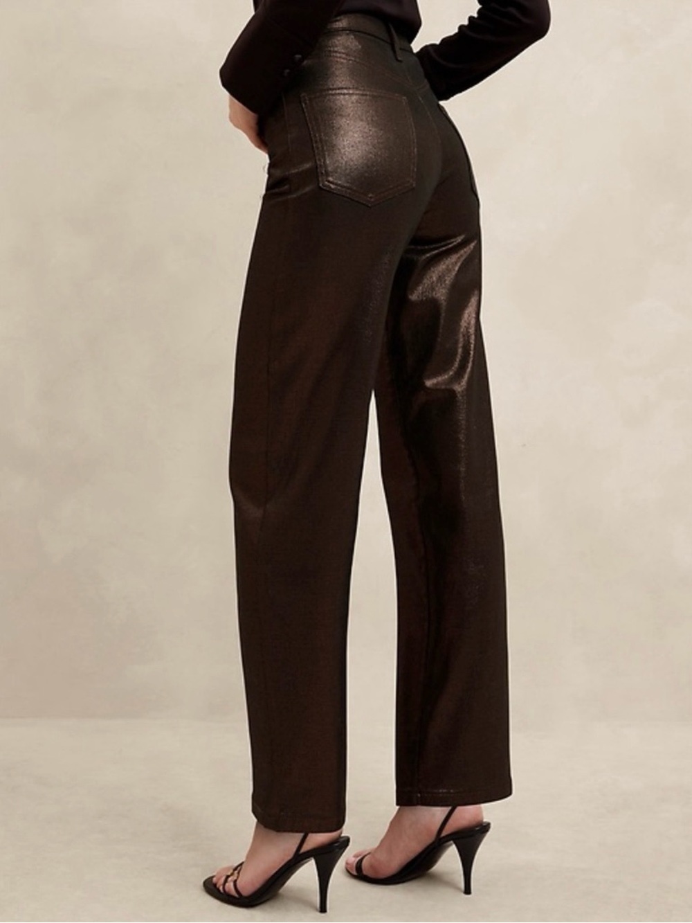 Banana Republic Metallic Bronze Straight-Leg Pants